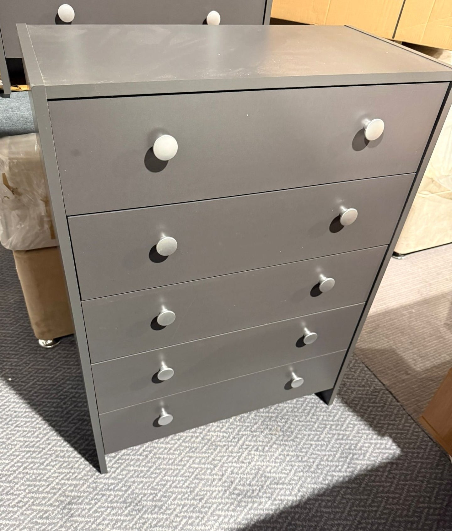 Assembled Seville 5 Drawer Chest - Anthracite